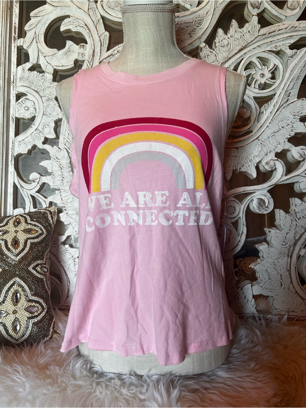 Spiritual Gangster Pink Rainbow Muscle Tee